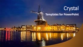  Presentation with harlem night - Audience pleasing presentation theme consisting of night view of harlem landmark backdrop and a ocean colored foreground