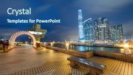  Presentation with hong kong china - Beautiful PPT layouts featuring night view of hong kong backdrop and a ocean colored foreground
