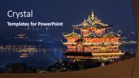  Presentation with night city - PPT layouts enhanced with night-view-of-illuminated-cheng background and a navy blue colored foreground