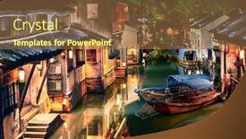  Presentation with illuminated - Amazing slide deck having night-view-of-illuminated-zhouzhuang backdrop and a tawny brown colored foreground