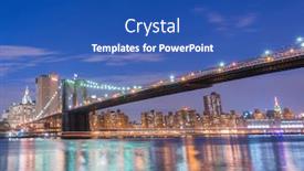  Presentation with brooklyn bridge - Presentation theme featuring night-view-of-manhattan background and a ocean colored foreground