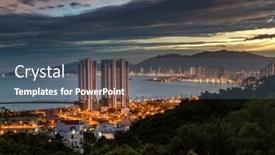 Presentation with city night - Theme having night-view-of-nha-trang background and a ocean colored foreground