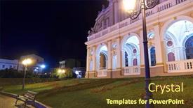  Presentation with park night city - Colorful presentation design enhanced with night-view-of-opera-house backdrop and a tawny brown colored foreground