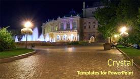  Presentation with park night city - Presentation design featuring night-view-of-opera-house background and a tawny brown colored foreground