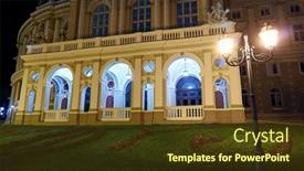  Presentation with park night city - Audience pleasing presentation theme consisting of night-view-of-opera-house backdrop and a tawny brown colored foreground