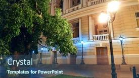  Presentation with park night city - Colorful presentation theme enhanced with night-view-of-opera-house backdrop and a ocean colored foreground