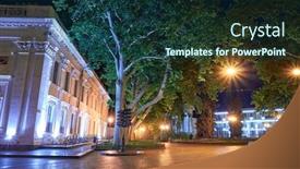  Presentation with illumination - Audience pleasing slide set consisting of night-view-of-primorsky-boulevard backdrop and a ocean colored foreground