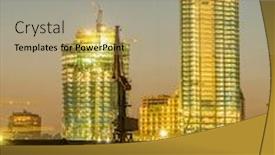  Presentation with sea port - Audience pleasing slide deck consisting of night-view-of-sea-port backdrop and a mint green colored foreground