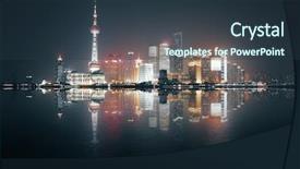  Presentation with china shanghai - PPT theme featuring mao - night view of shanghai china background and a  colored foreground