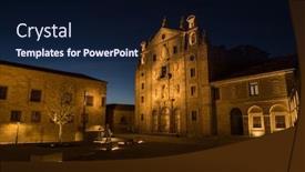  Presentation with square - Beautiful PPT theme featuring night-view-of-square backdrop and a wine colored foreground