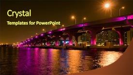  Presentation with miami - PPT theme with night view of the bridge in downtown miami background and a wine colored foreground