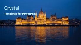  Presentation with parliament - Presentation theme consisting of night-view-of-the-illuminated background and a ocean colored foreground