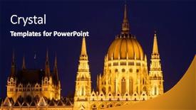  Presentation with parliament - PPT theme with night-view-of-the-illuminated background and a navy blue colored foreground