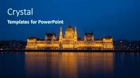  Presentation with parliament - Presentation design featuring night-view-of-the-illuminated background and a ocean colored foreground