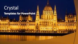  Presentation with parliament - Presentation design enhanced with night-view-of-the-illuminated background and a navy blue colored foreground