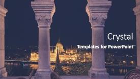  Presentation with parliament - PPT layouts featuring night-view-of-the-illuminated background and a tawny brown colored foreground