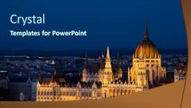  Presentation with parliament - PPT theme consisting of night-view-of-the-illuminated background and a dark gray colored foreground