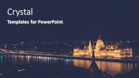  Presentation with budapest - Presentation theme featuring night-view-of-the-illuminated background and a navy blue colored foreground