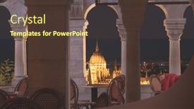  Presentation with budapest - PPT theme featuring night-view-of-the-illuminated background and a tawny brown colored foreground