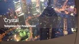  Presentation with china shanghai - Presentation theme consisting of night view of the lujiazui background and a gray colored foreground