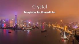  Presentation with street of shanghai on the night - Audience pleasing slide set consisting of night-view-of-the-shanghai backdrop and a coral colored foreground