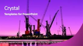  Presentation with shipyard - Audience pleasing presentation theme consisting of night view of the shipyard backdrop and a purple colored foreground