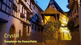  Presentation with night - PPT theme having night-view-of-the-village background and a tawny brown colored foreground