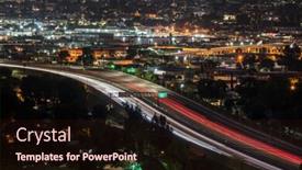  Presentation with downtown los angeles - Colorful slide set enhanced with view of traffic on interstate backdrop and a wine colored foreground