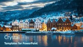  Presentation with norway - Presentation theme featuring night-view-on-bruges-bergen background and a  colored foreground