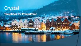  Presentation with night sky plane view - Colorful presentation design enhanced with history local - night view on bruges bergen backdrop and a teal colored foreground