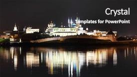  Presentation with reflection - Theme featuring night view on kazan kremlin background and a dark gray colored foreground