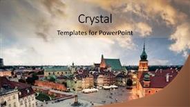  Presentation with town hall - Cool new presentation theme with night view on the central backdrop and a  colored foreground