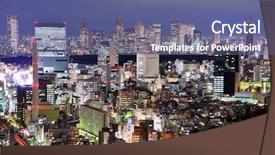  Presentation with night - PPT theme enhanced with night view over ebisu tokyo background and a ocean colored foreground