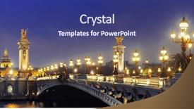  Presentation with paris france - Presentation theme featuring night view panorama with napoleon background and a ocean colored foreground