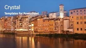  Presentation with night - PPT theme having night view to arno river background and a teal colored foreground