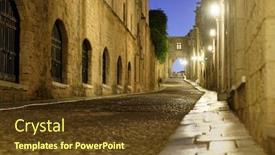  Presentation with knights - Colorful presentation theme enhanced with palace grand master - night view to knights street backdrop and a tawny brown colored foreground