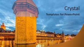  Presentation with bridge - Audience pleasing theme consisting of night-view-towards-chapel-bridge backdrop and a light blue colored foreground