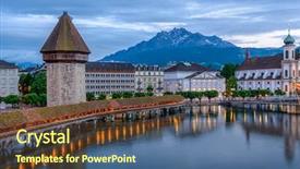  Presentation with bridge - PPT theme featuring night-view-towards-chapel-bridge background and a tawny brown colored foreground