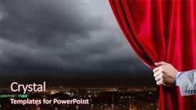  Presentation with night vision - Colorful PPT theme enhanced with night vision - hand of businessman opening red backdrop and a wine colored foreground