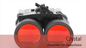  Presentation with night vision - Colorful PPT theme enhanced with night vision - red lensed binoculars colse up backdrop and a red colored foreground