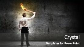  Presentation with night vision - Presentation design enhanced with night vision - young businessman holding burning torch background and a dark gray colored foreground