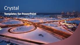  Presentation with lighting - Cool new presentation theme with night winter cityscape with big interchange and lighting columns backdrop and a ocean colored foreground