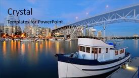  Presentation with pride rainbow crosswalk vancouver pedestrians - PPT theme consisting of night with bridge and boat background and a  colored foreground