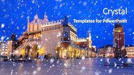  Presentation with falling snow - Colorful slide deck enhanced with night with falling snow poland backdrop and a cobalt blue colored foreground