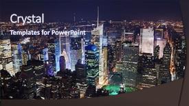  Presentation with new york city - Cool new slide deck with night with office building skyscraper backdrop and a navy blue colored foreground