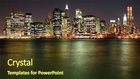  Presentation with new york night - Presentation theme enhanced with night with reflection in water background and a tawny brown colored foreground