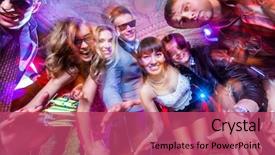  Presentation with group of diverse people - Audience pleasing presentation theme consisting of nightclub - group of young people having backdrop and a red colored foreground