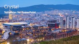  Presentation with city - Theme featuring nightfall-in-the-great-bilbao background and a  colored foreground