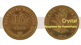  Presentation with gupta coins - PPT theme consisting of nightingale - croatian kuna coins isolated background and a  colored foreground