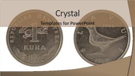  Presentation with octopus on isolated white - Presentation design having nightingale - croatian kuna coins isolated background and a  colored foreground